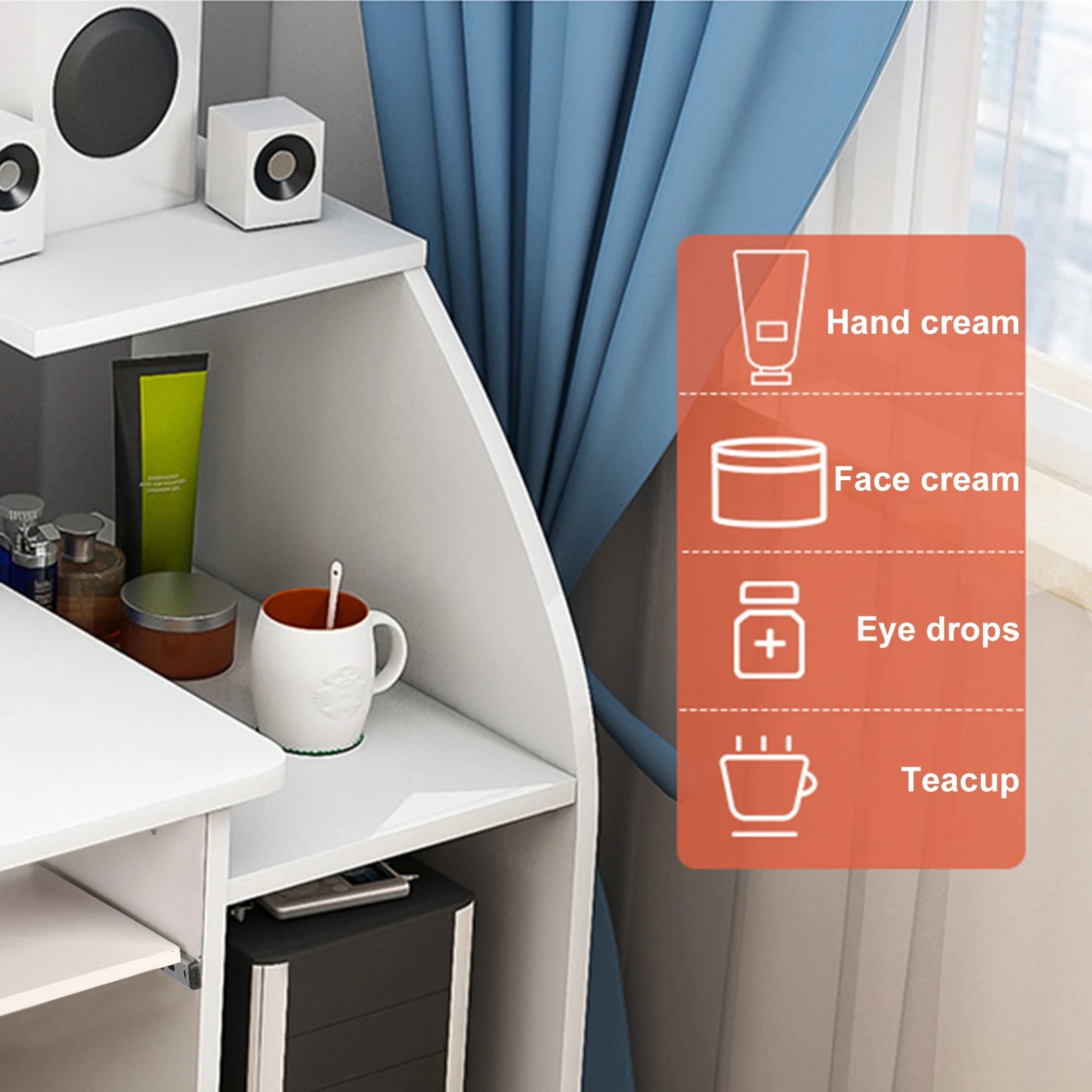 Computer Desk with 2 Drawers and 3 Hutch Shelves, Home Office Desk with Keyboard Drawer, Wood Writing Study Table PC Desk