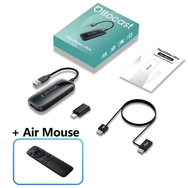 OTTOCAST Play2Video Wireless CarPlay Video Android Auto Adapter for Youtube for Netflix Car Accessories
