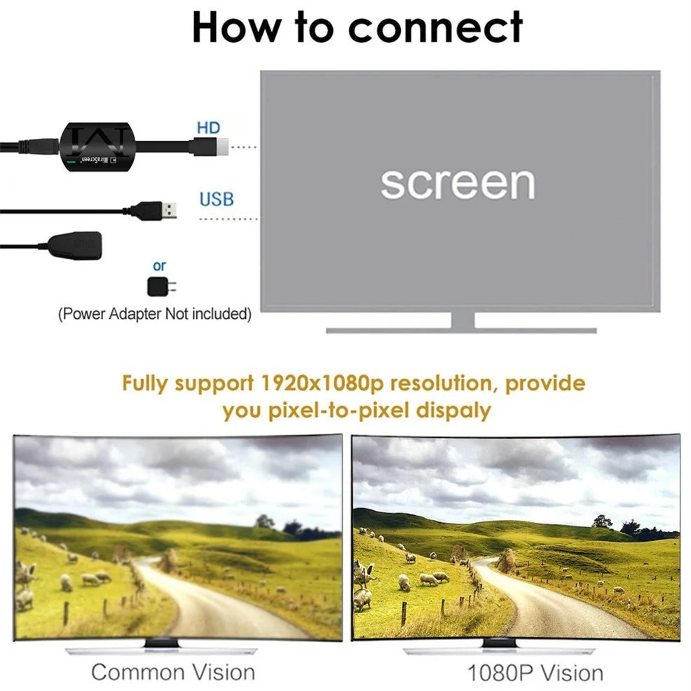 1080P HDMI-compatible TV Stick Miracast Wireless DLNA AirPlay Mirascreen Display Mirror Receiver TV Dongle For IOS Android