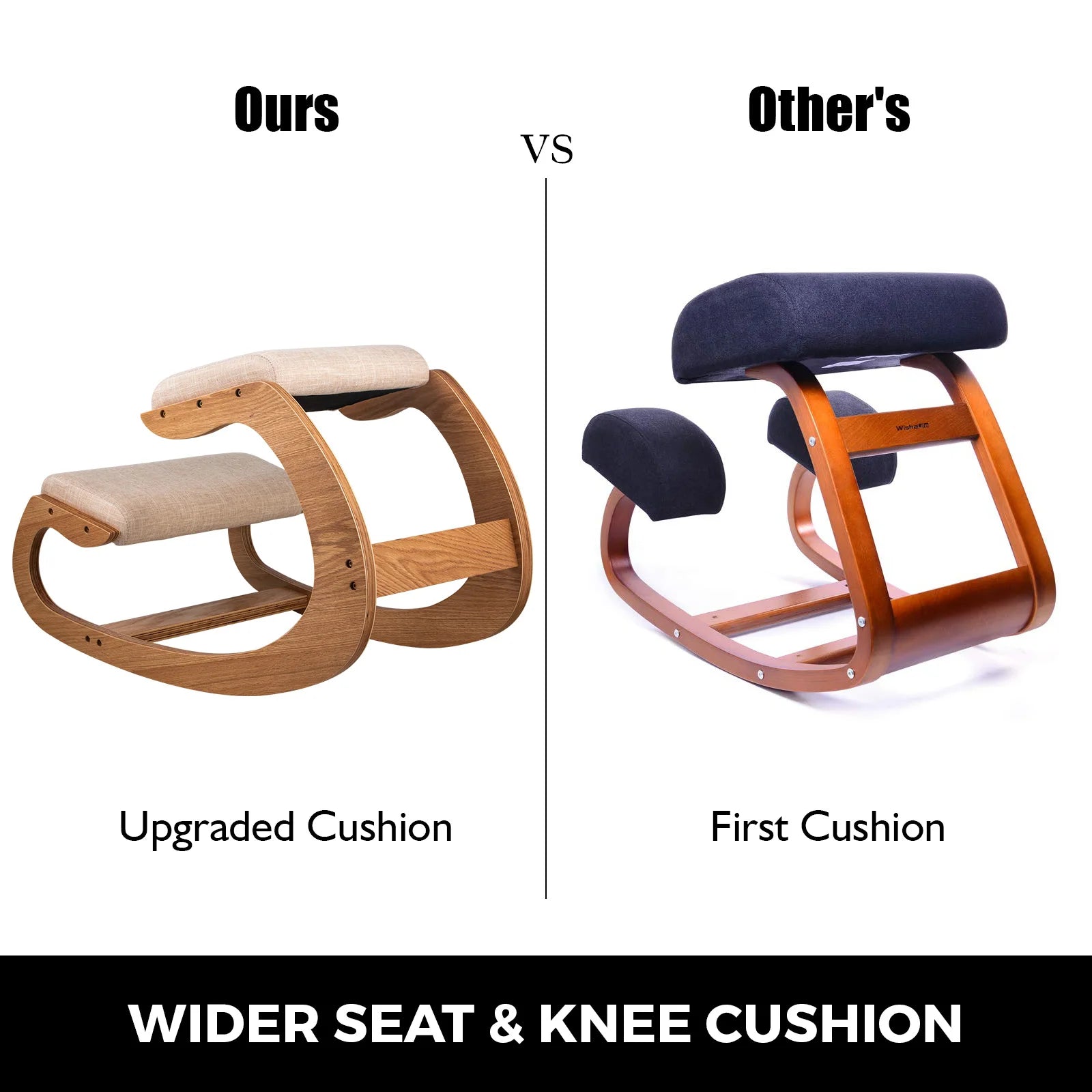 VEVOR Ergonomic Rocking Wooden Kneeling Chair Stool Correct Posture Computer Chair Original Home Office Furniture Thick Cushion