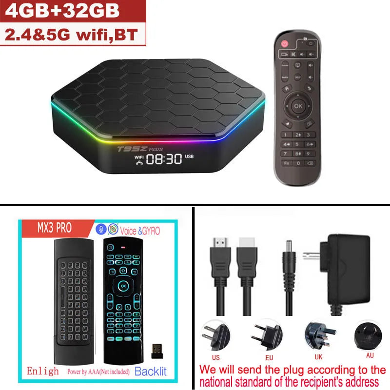 D T95Z PLUS Android 12 TV Box Allwinner H618 8K 2.4G 5G Wifi6 4GB 64B 32GB 2GB16GB  BT5.0 H.265 Global Media Player