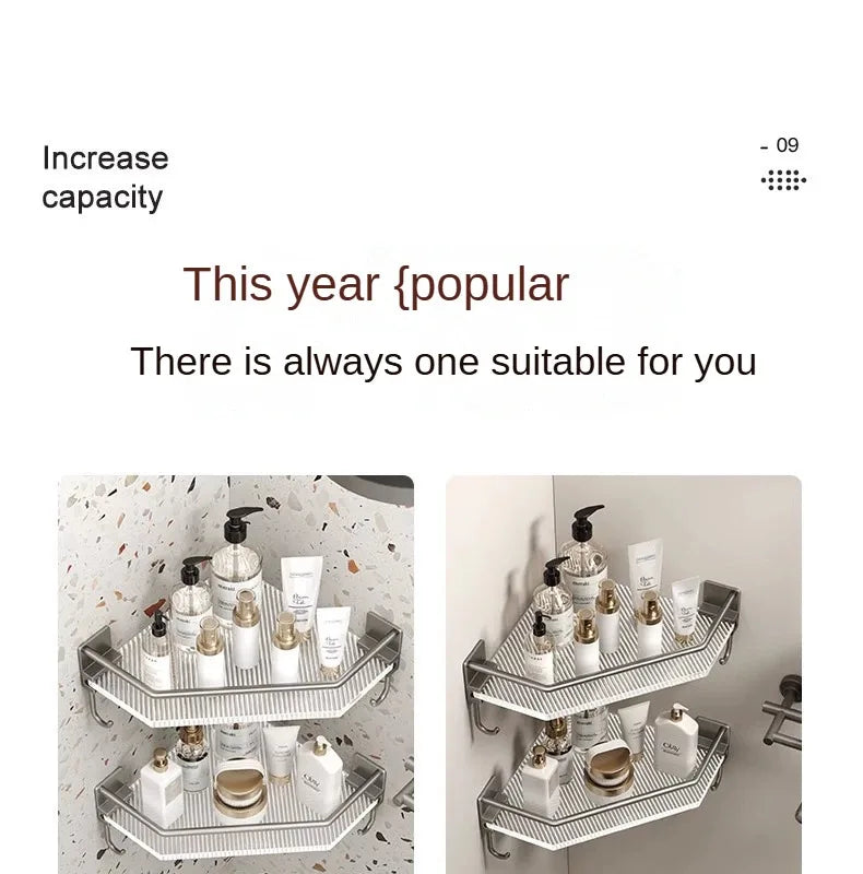 2PCS Bathroom Acrylic Shelves Kitchen Storage Organiser Shampoo Shelf Shower Shelf Bathroom Accessories No Drill Storage Shelf