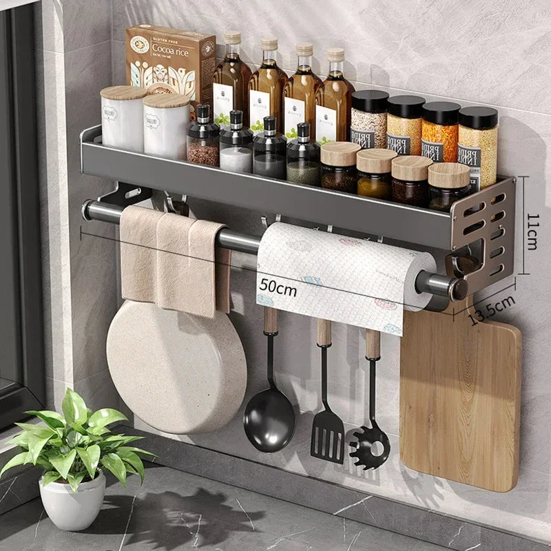 Stylish Wall-Mounted Kitchen Condiment Rack with Storage Box