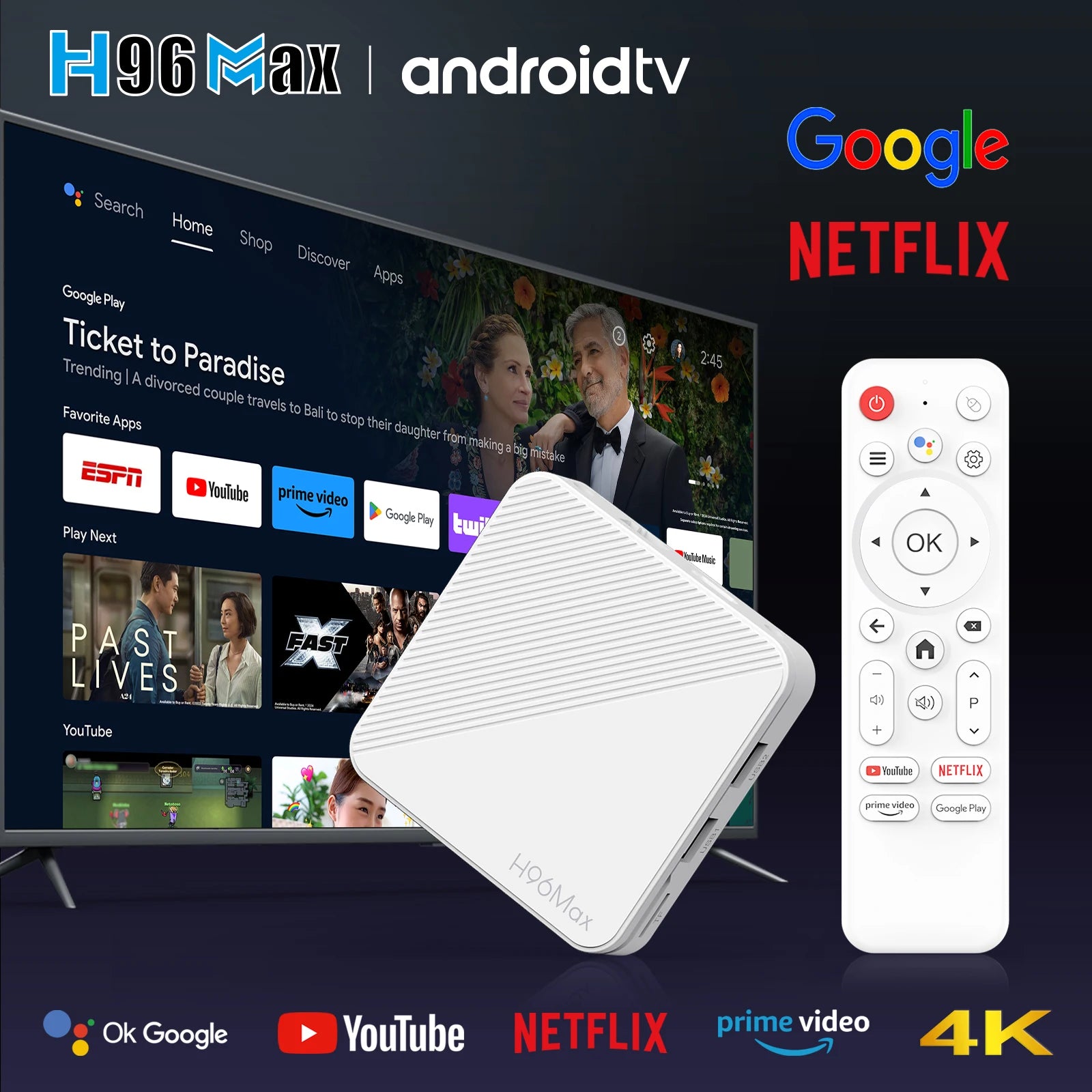 Newest H96 MAX H313 Smart TV Box Android 14 2GB 8GB 16GB Wifi6 BT 4K HD Google Voice Media Player AV1 Set Top Box