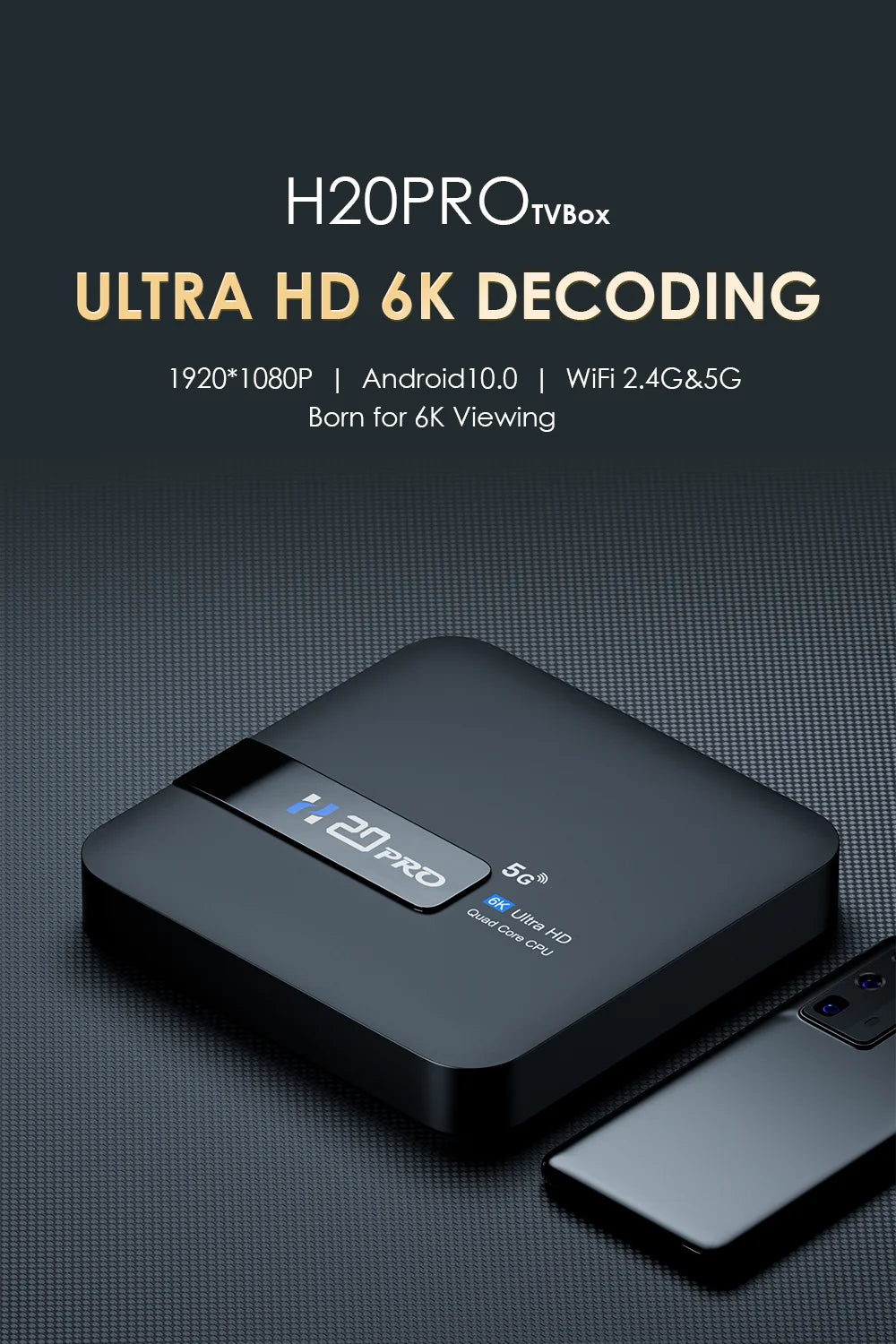 H20PRO Android 10 TV BOX Allwinner H616 Dual Wifi Quad Core 1080P Video TV BOX 4K HD Voice Assistant Media player Set top box