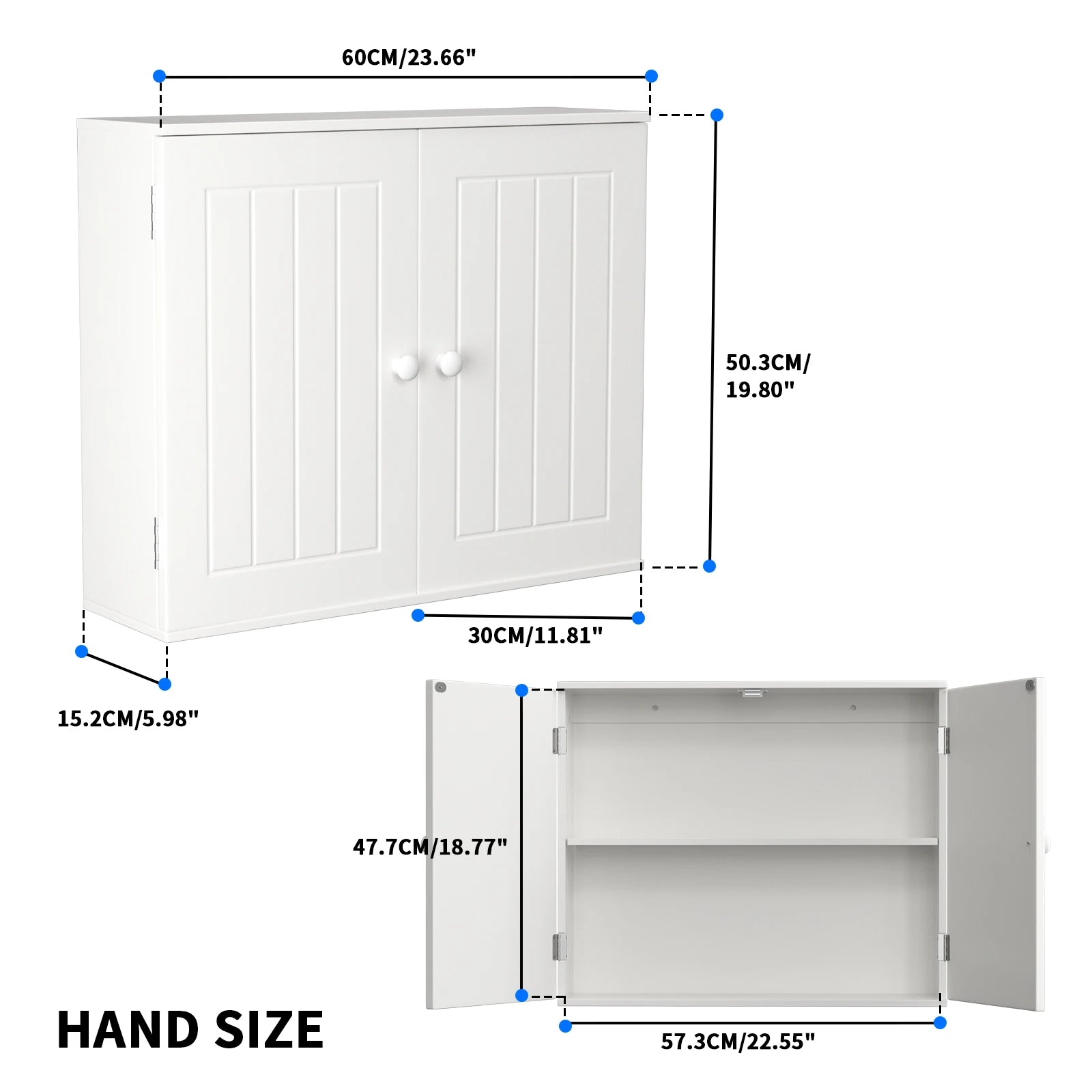 DayPlus Bathroom Wall Cabinet for Kitchen Bathroom,Storage Cabinet Unit with Double Doors Storage Cupboard Shelf, Freestanding