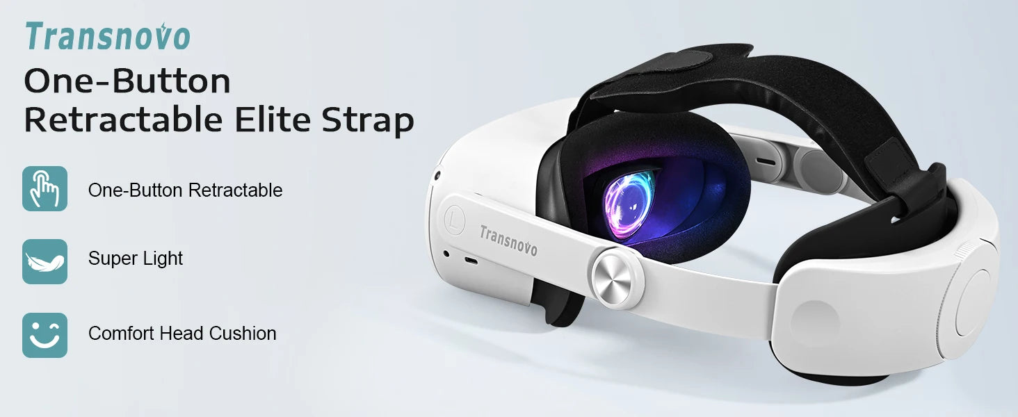 TRANSNOVO Adjustable Head Strap Compatible with Oculus Quest 2 and Meta Quest 2 Comfortable and Ergonomic VR Accessory for Enha