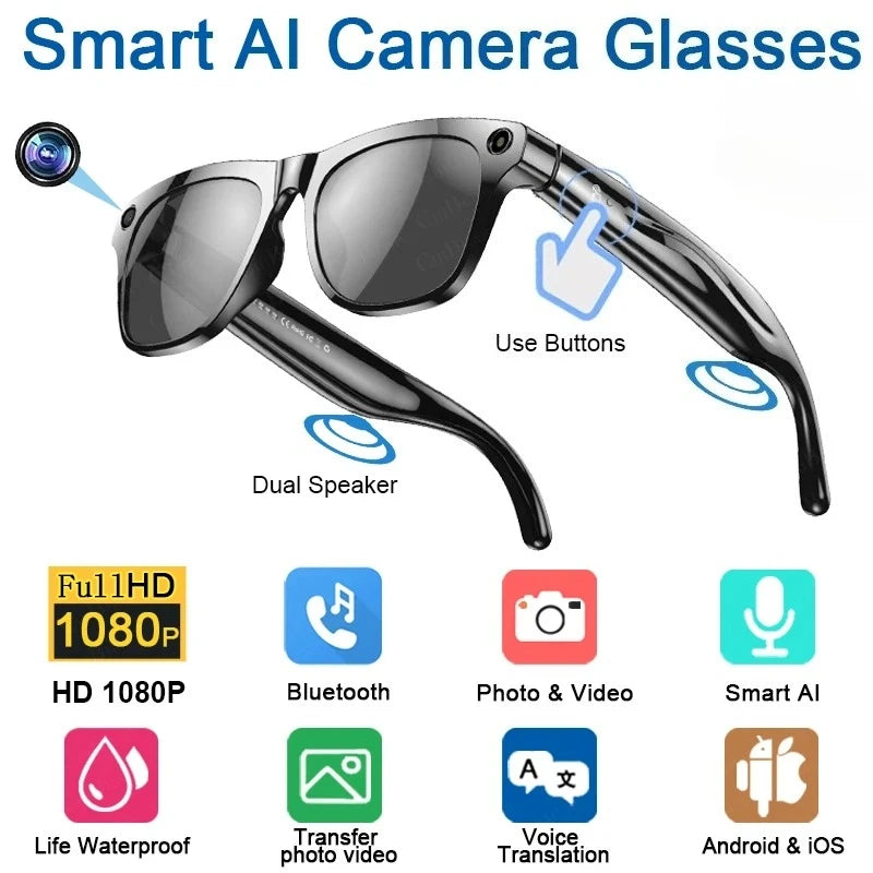2026 High Quality Upgrade AI Smart Glasses 100MP Camera for Photography 4K Video Bluetooth Call ChatGPT Portable