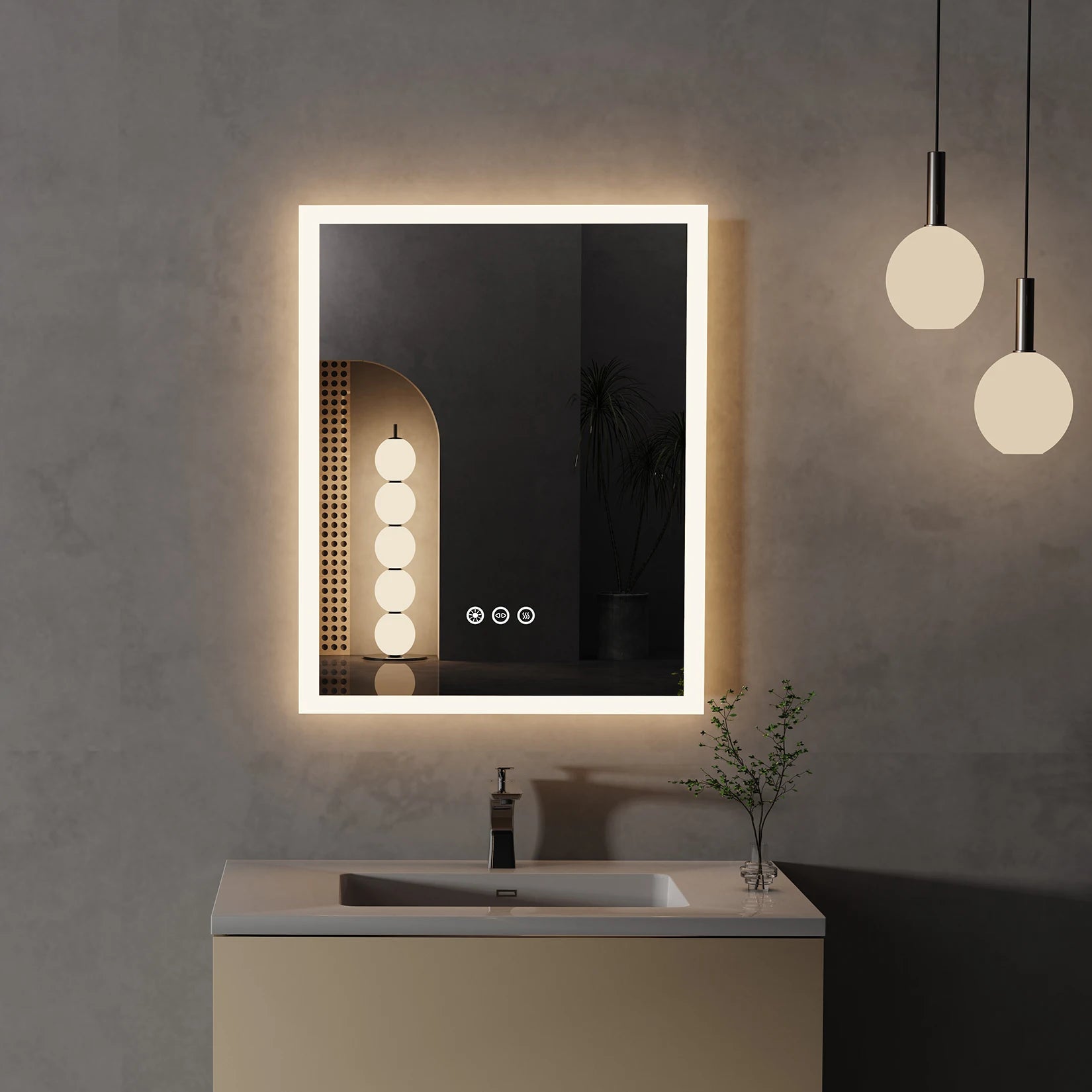 Wall Mounted LED Lighted Bathroom Mirror with Anti-Fog, 16x20 inch