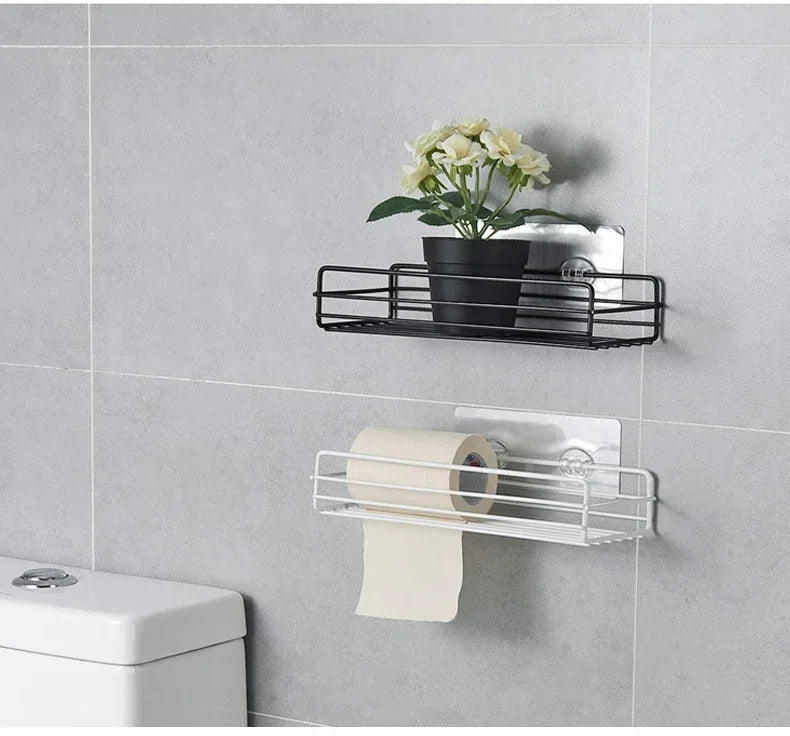 Bathroom Shelf Wall Mounted Corner Storage Shelves Shampoo Holder Cosmetic Rack Iron Shower Drain Basket Bathroom Organizer