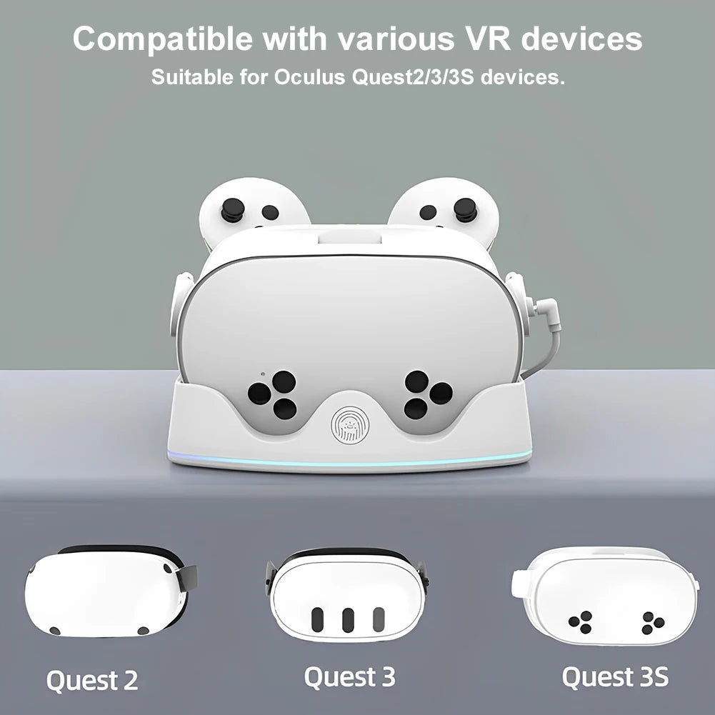 For Meta Quest 3S VR Charging Station Charging Dock Headset Display Stand and Controller Mount for Meta Quest 3S/Quest 3/Quest 2