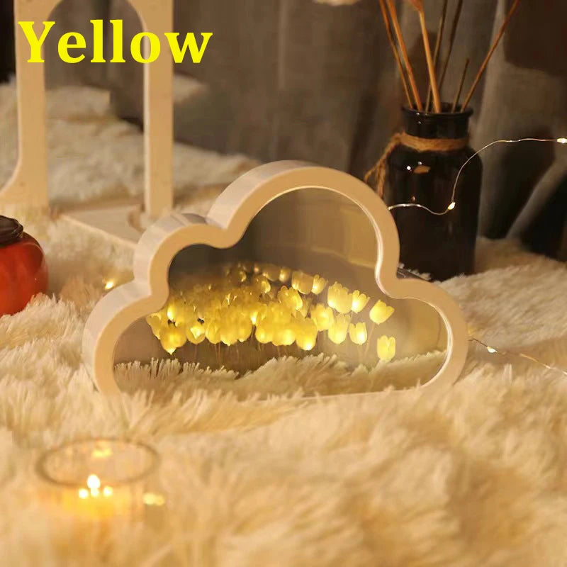 Tulip Cloud Sea of Flowers Night Light Creative Light Atmosphere Light Transparent Qixi Lovers Gift Desktop Decoration