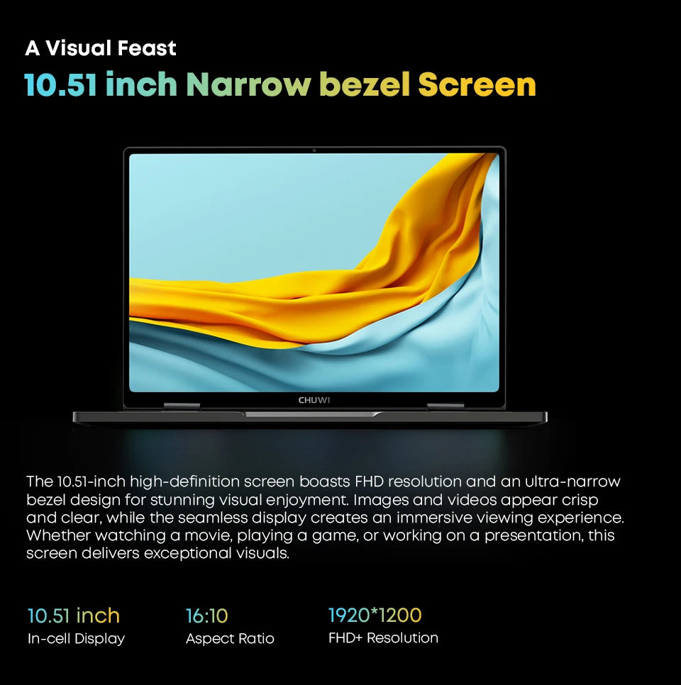 CHUWI MiniBook X Laptop Tablet 2 In 1 Intel N100 /N5100 10.51" FHD IPS Screen 12GB LPDDR5 512G SSD Windows 11 Notebook 1200*1920