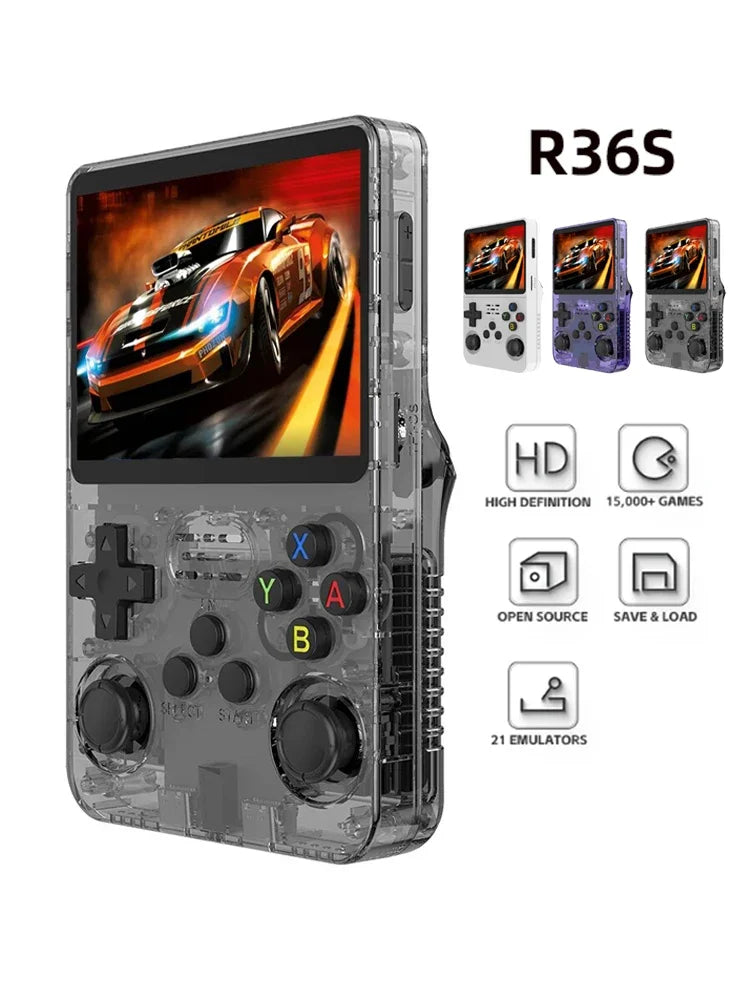 BOYHOM R36S Retro Handheld Video Game Console Linux System 3.5 Inch IPS Screen R35s Pro Portable Pocket Video Player 64GB Games