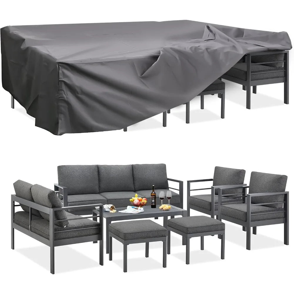 Modern Outdoor Patio Furniture with Coffee Table, 7 Pieces  Conversation Set with Cushions for Balcony, Porch, Lawn and More