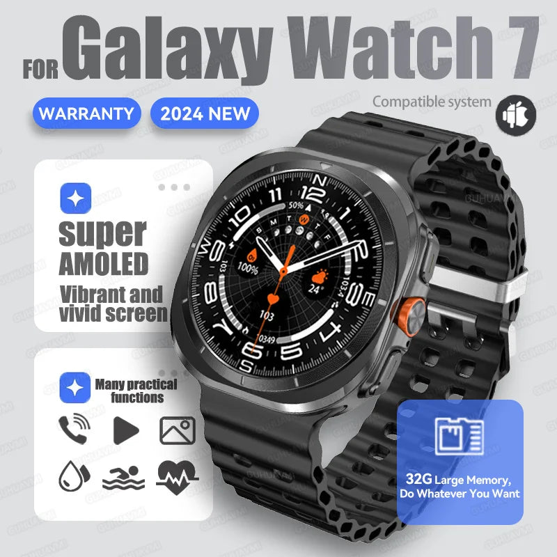 For Samsung Galaxy Watch 7 Ultra Smart Watch Men 32GB Memory NFC Bluetooth Call IP68 Waterproof Outdoor Sport Watch New Upgraded