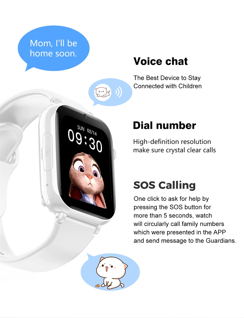 2024 Smart Watch Kids LBS Location SOS Phone Call SIM Card Camera Photo Alarm Clock Children Electronic Watch Gift For Boy Girls