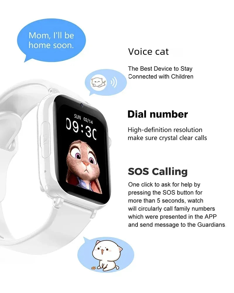 2024 Smart Watch Kids LBS Location SOS Phone Call SIM Card Camera Photo Alarm Clock Children Electronic Watch Gift For Boy Girls
