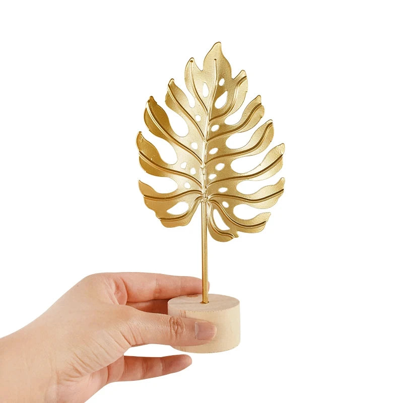 Golden Ginkgo Leaf Feather Decoration