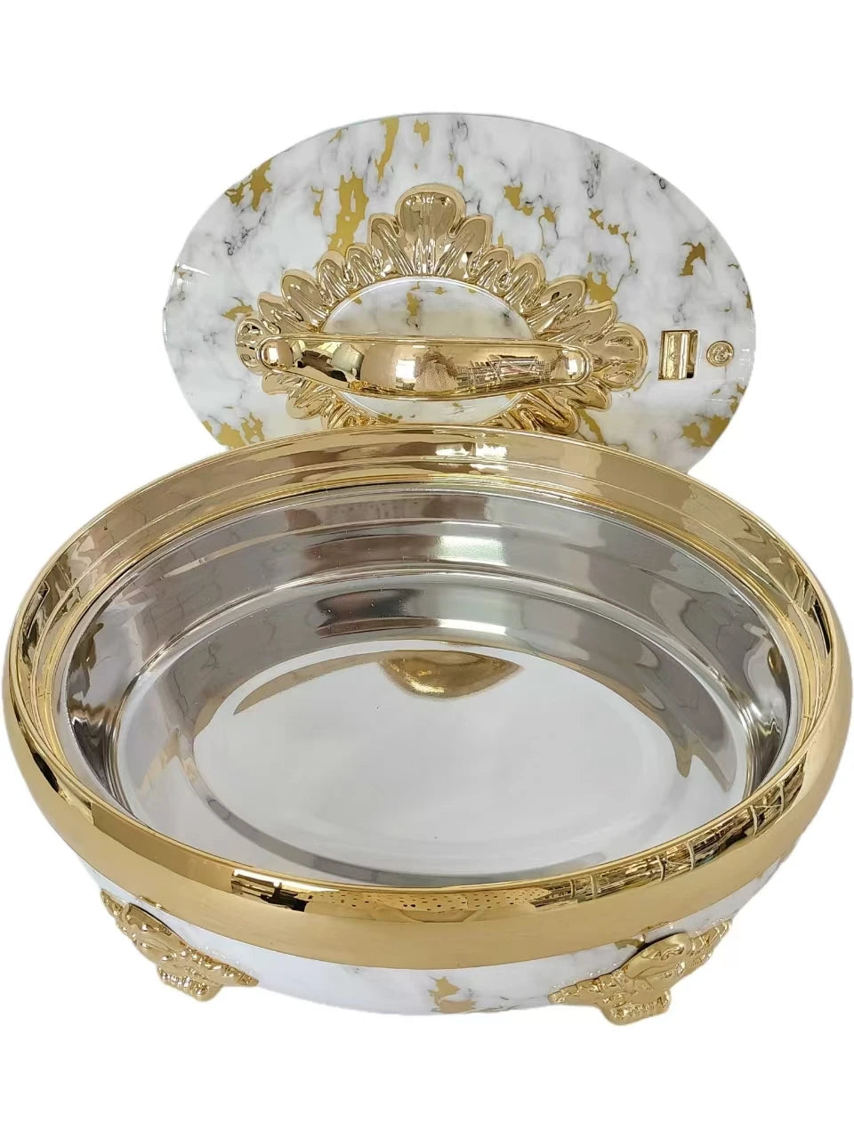 3PCS Stainless Steel Cookware Set White/Black & Gold/Silver Insulated Luxury Food Warmer For Hot Pot Casserole 4/5/6L