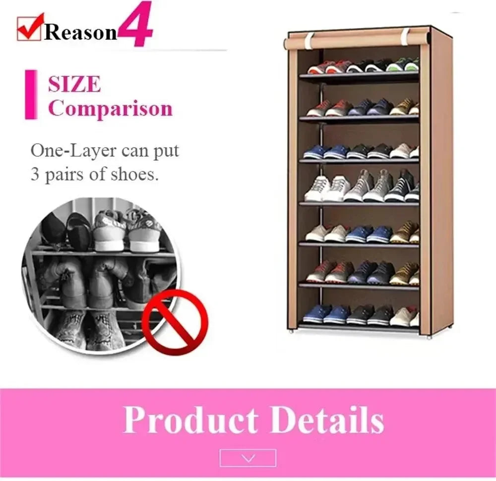 Multilayer Shoe Rack Organizer Nonwoven Fabric Hallway Entryway Stand Holder Space Saving Cabinet Home Furniture Dustproof Shelf