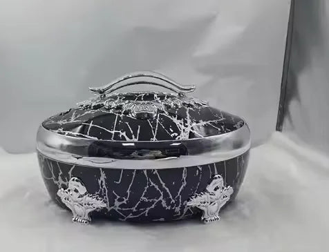 3PCS Stainless Steel Cookware Set White/Black & Gold/Silver Insulated Luxury Food Warmer For Hot Pot Casserole 4/5/6L