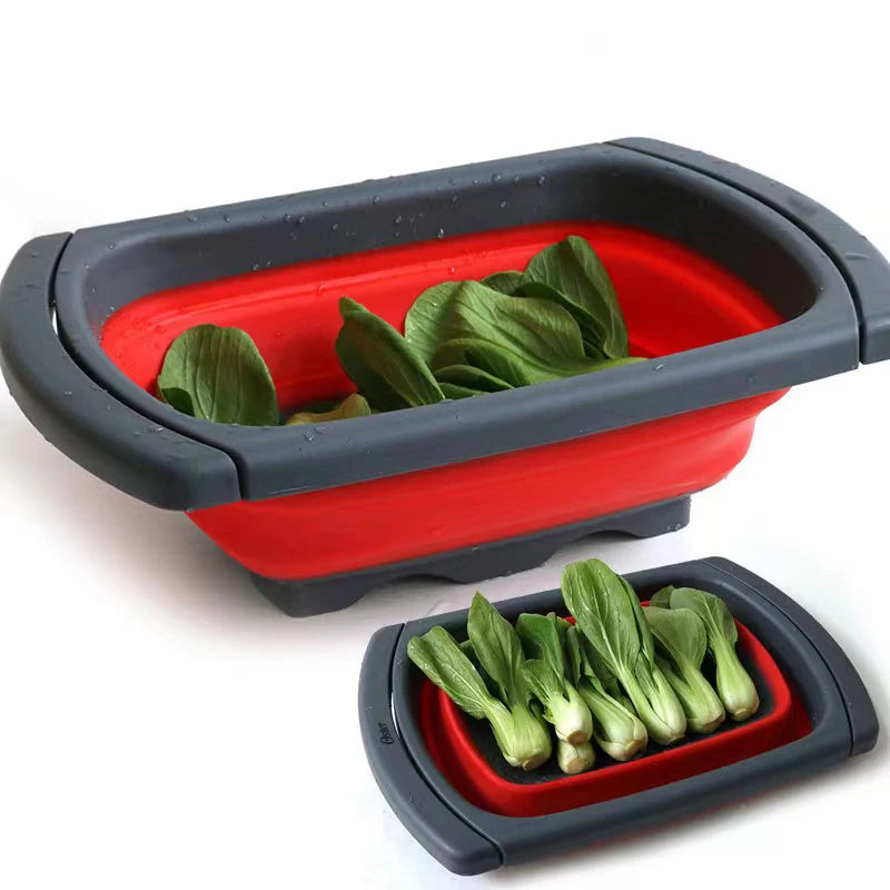 Silicone vegetable and fruit cleaning and drainage basket