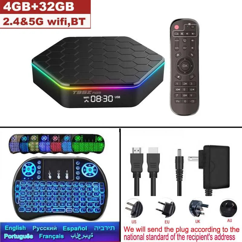 D T95Z PLUS Android 12 TV Box Allwinner H618 8K 2.4G 5G Wifi6 4GB 64B 32GB 2GB16GB  BT5.0 H.265 Global Media Player