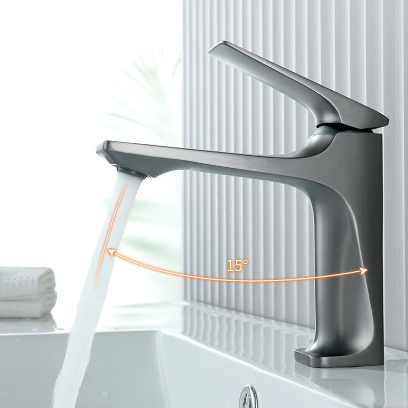 Shinesia Bathroom Sink Faucet Brass Single Handle Deck Mounted Wash Basin Water Tap Hot And Cold Mixer