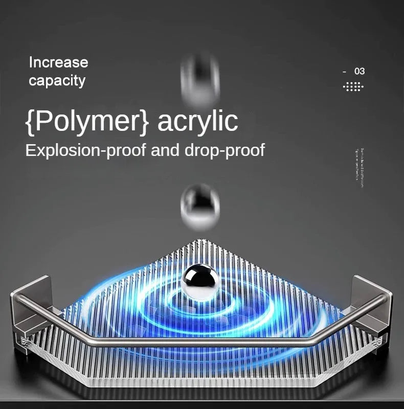 2PCS Bathroom Acrylic Shelves Kitchen Storage Organiser Shampoo Shelf Shower Shelf Bathroom Accessories No Drill Storage Shelf