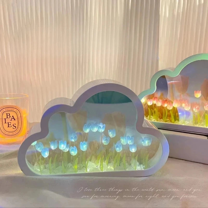 Tulip Cloud Sea of Flowers Night Light Creative Light Atmosphere Light Transparent Qixi Lovers Gift Desktop Decoration