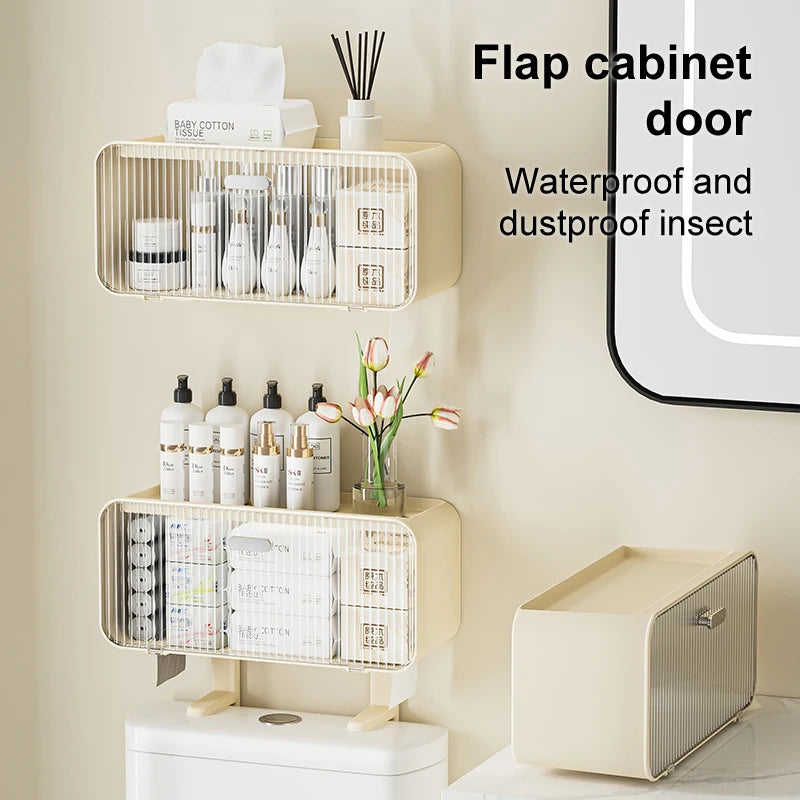 Toilet Shelf with Large Capacity, Multi-functional Wall-mounted Bathroom Storage Box without Drilling