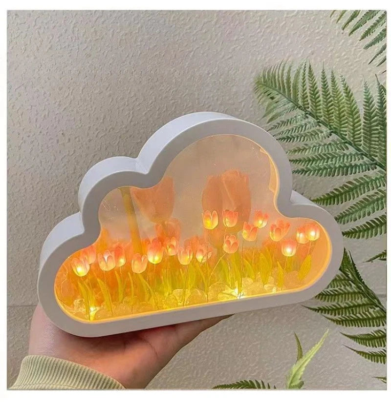 Tulip Cloud Sea of Flowers Night Light Creative Light Atmosphere Light Transparent Qixi Lovers Gift Desktop Decoration