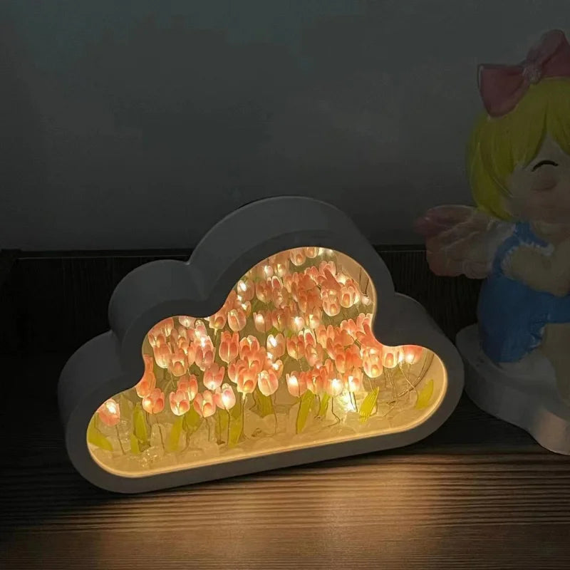 Tulip Cloud Sea of Flowers Night Light Creative Light Atmosphere Light Transparent Qixi Lovers Gift Desktop Decoration