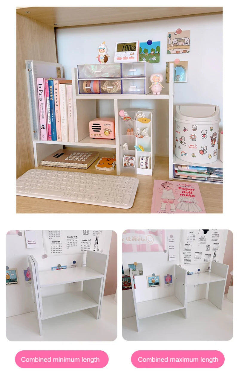 Kawaii Storage Shelf DIY Desk Holder Office Desktop Organizer Table Organizer Bookshelf Insert Shelve For Kids Room