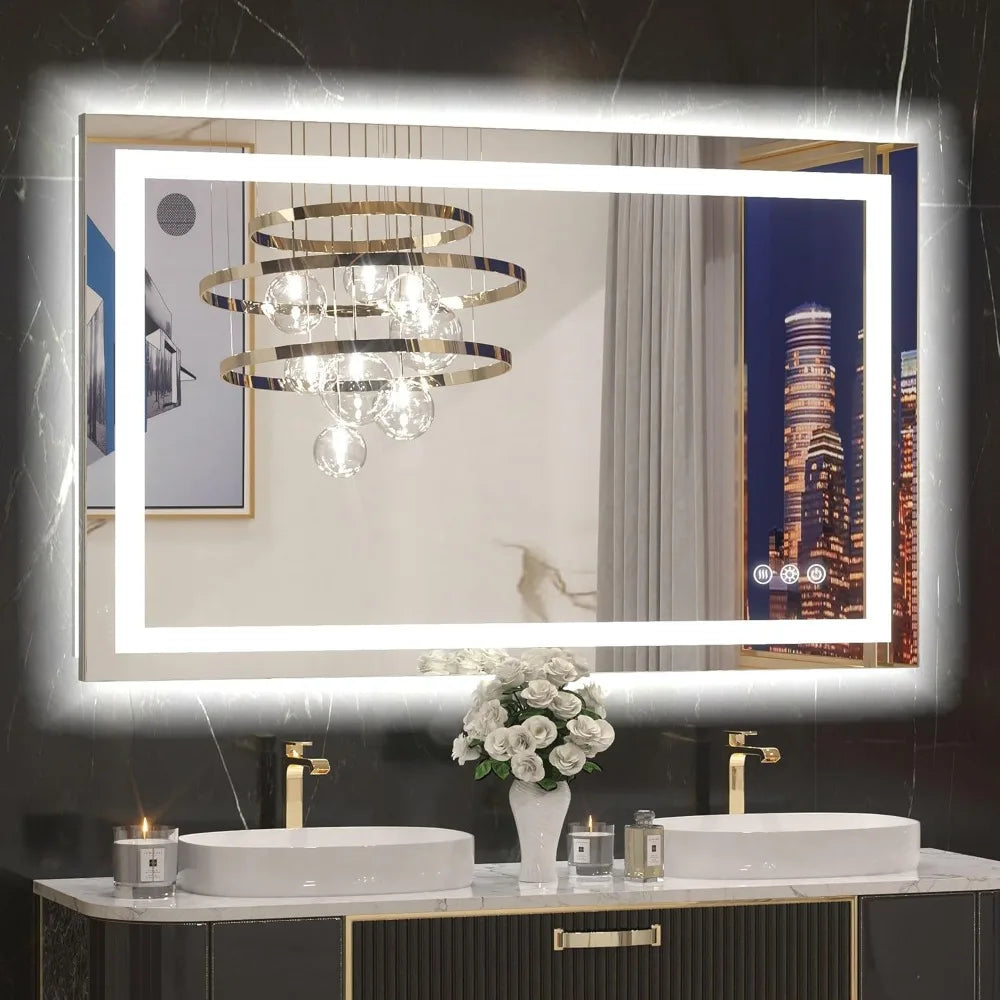 Frontlit & Backlit Lighted Vanity Anti Fog Stepless Bathroom Mirror