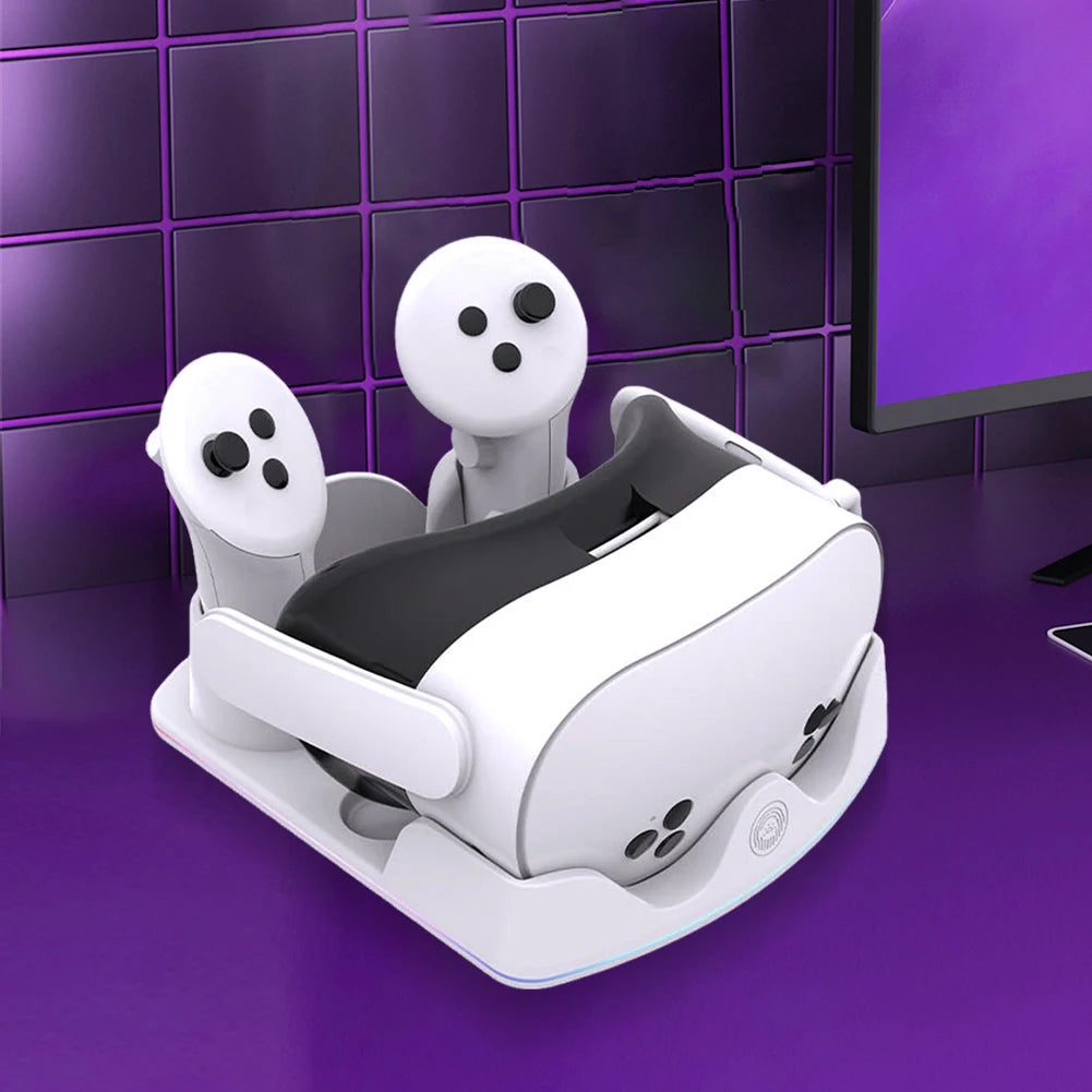 For Meta Quest 3S VR Charging Station Charging Dock Headset Display Stand and Controller Mount for Meta Quest 3S/Quest 3/Quest 2