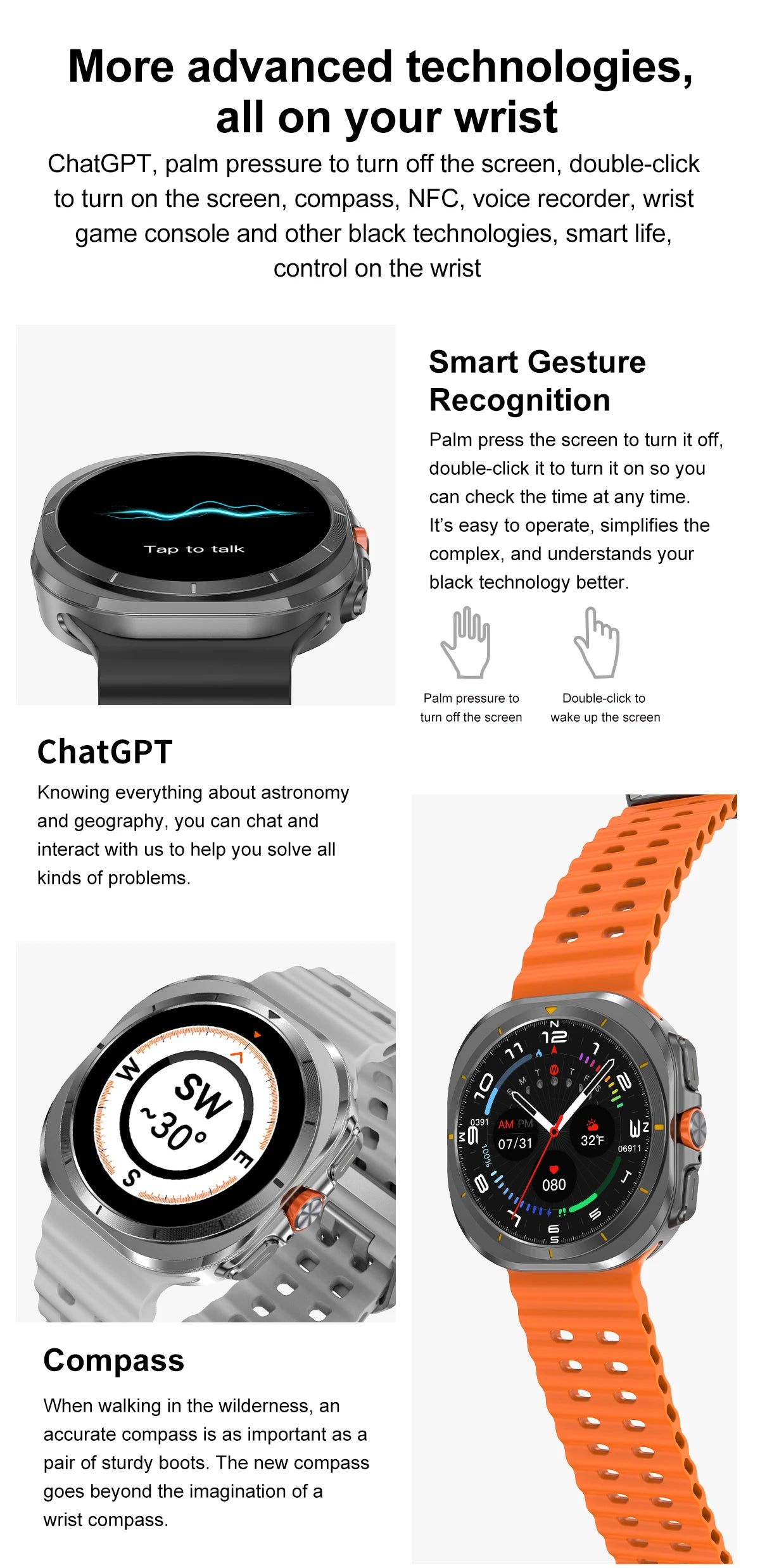 For Samsung Galaxy Watch 7 Ultra Smart Watch Men 32GB Memory NFC Bluetooth Call IP68 Waterproof Outdoor Sport Watch New Upgraded