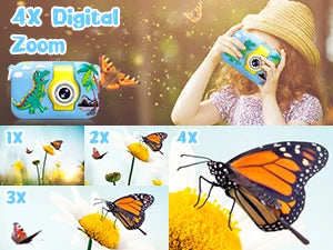 Kids Camera with 180° Flip-Up Lens, 2.4inch HD IPS Screen Digital Camera for Kids with Dinosaur Silicone Case, with 32GB SD Card