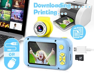 Kids Camera with 180° Flip-Up Lens, 2.4inch HD IPS Screen Digital Camera for Kids with Dinosaur Silicone Case, with 32GB SD Card