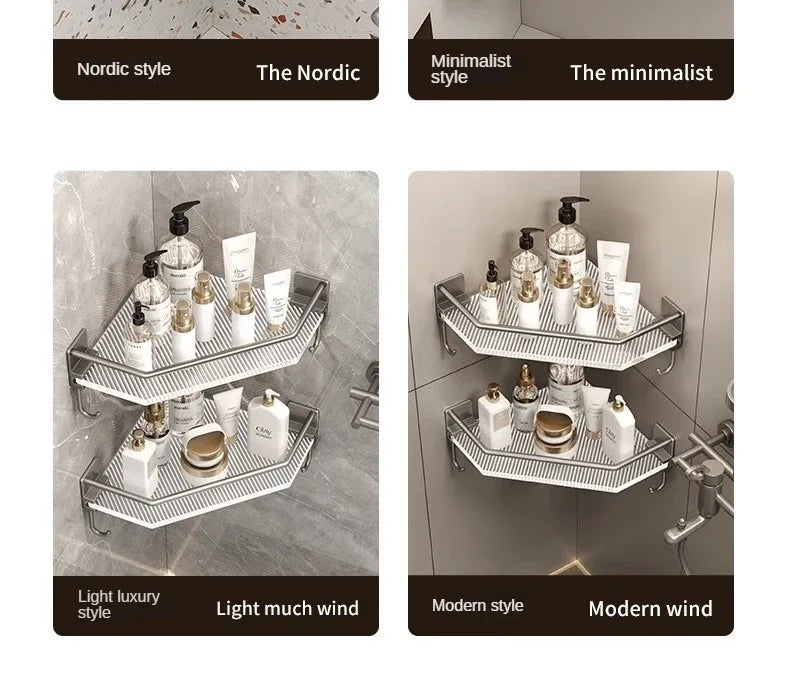 2PCS Bathroom Acrylic Shelves Kitchen Storage Organiser Shampoo Shelf Shower Shelf Bathroom Accessories No Drill Storage Shelf