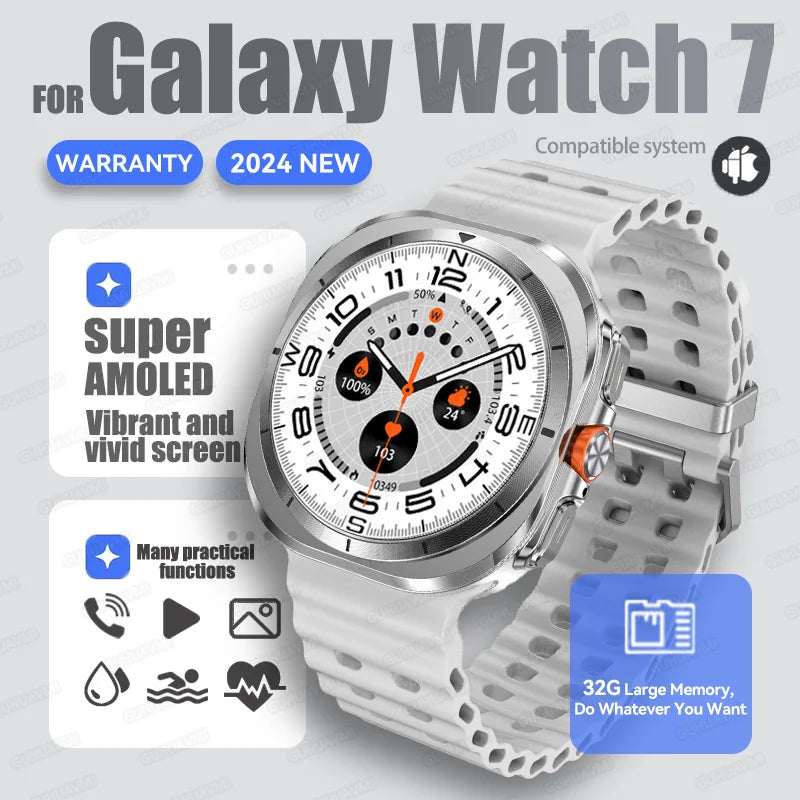 For Samsung Galaxy Watch 7 Ultra Smart Watch Men 32GB Memory NFC Bluetooth Call IP68 Waterproof Outdoor Sport Watch New Upgraded