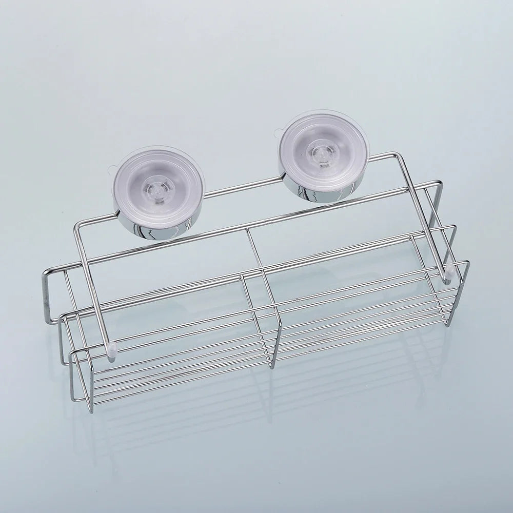 1/2Pcs Stainless Steel Shelves Bathroom Shower Shelf Dual Sucker Shelf Wall Mount Shelf Shampoo Holder Basket Bath Room Hardware