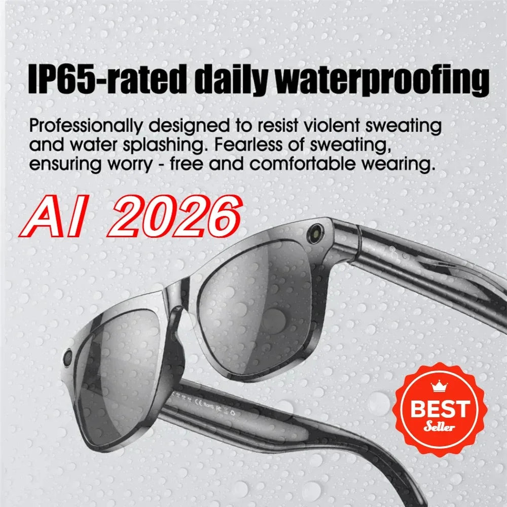 2026 High Quality Upgrade AI Smart Glasses 100MP Camera for Photography 4K Video Bluetooth Call ChatGPT Portable