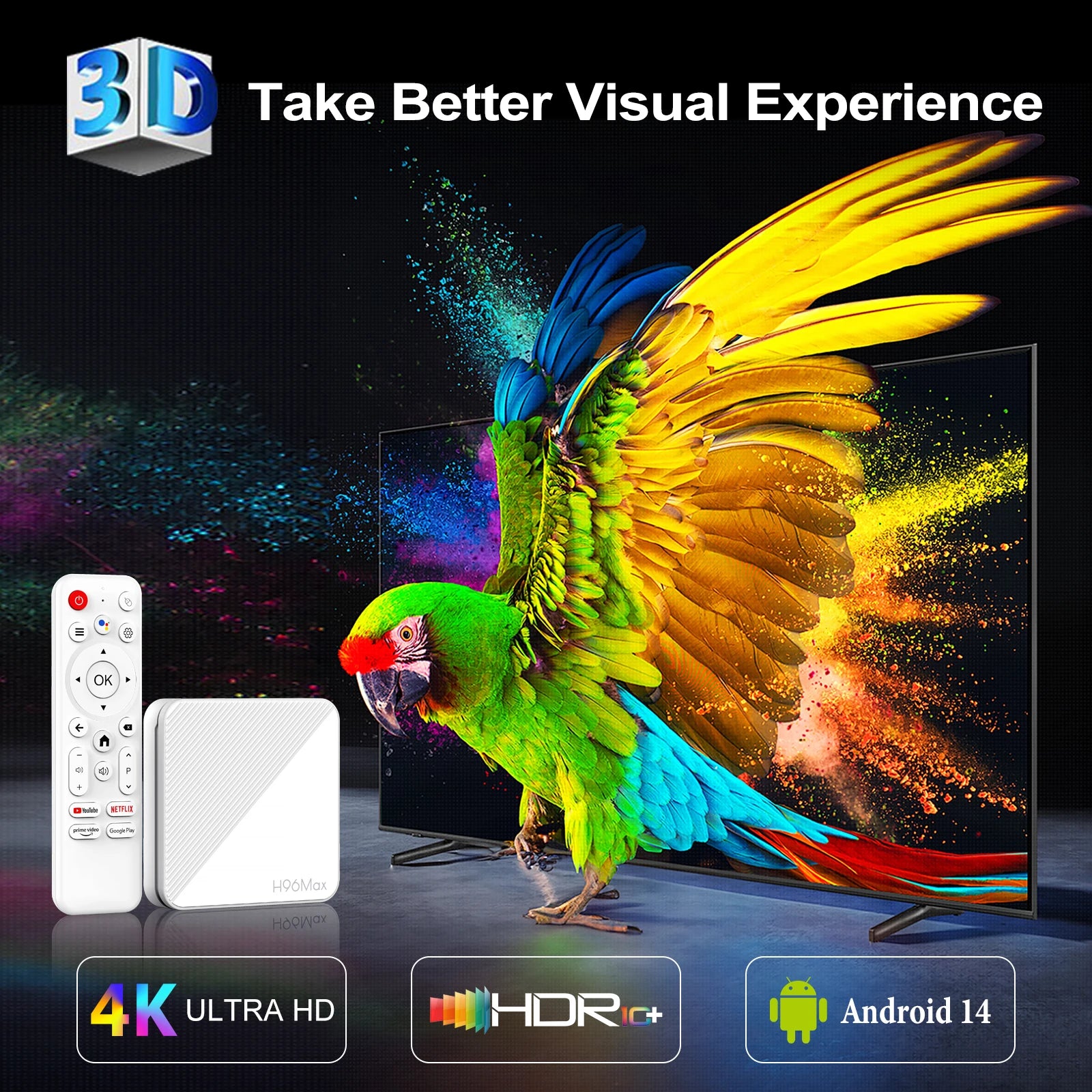 Newest H96 MAX H313 Smart TV Box Android 14 2GB 8GB 16GB Wifi6 BT 4K HD Google Voice Media Player AV1 Set Top Box