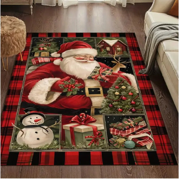 Christmas Red Santa Claus Truck Pattern Carpet Door Mat Door Mat Mat Living Room Carpet Christmas Decoration Room Home Decor