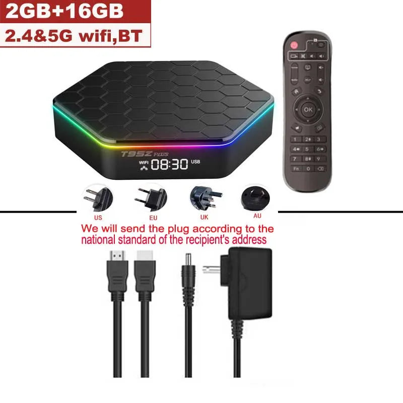 D T95Z PLUS Android 12 TV Box Allwinner H618 8K 2.4G 5G Wifi6 4GB 64B 32GB 2GB16GB  BT5.0 H.265 Global Media Player