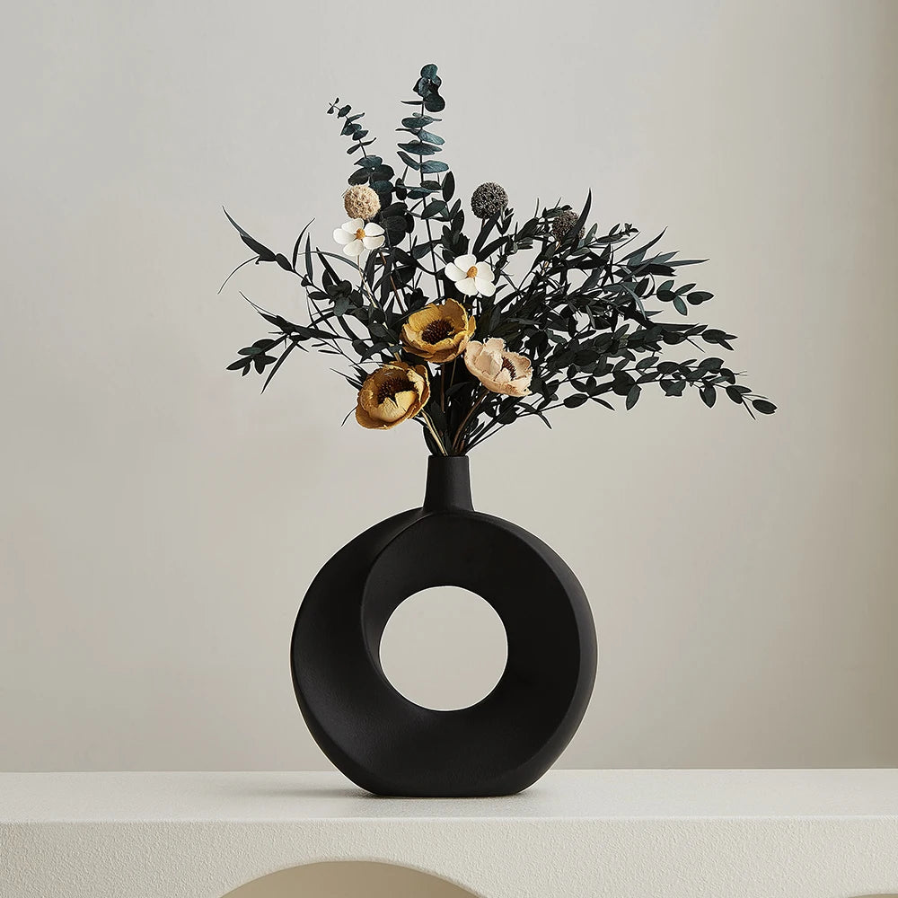 Modern Nordic Style Ceramic Donut Vase