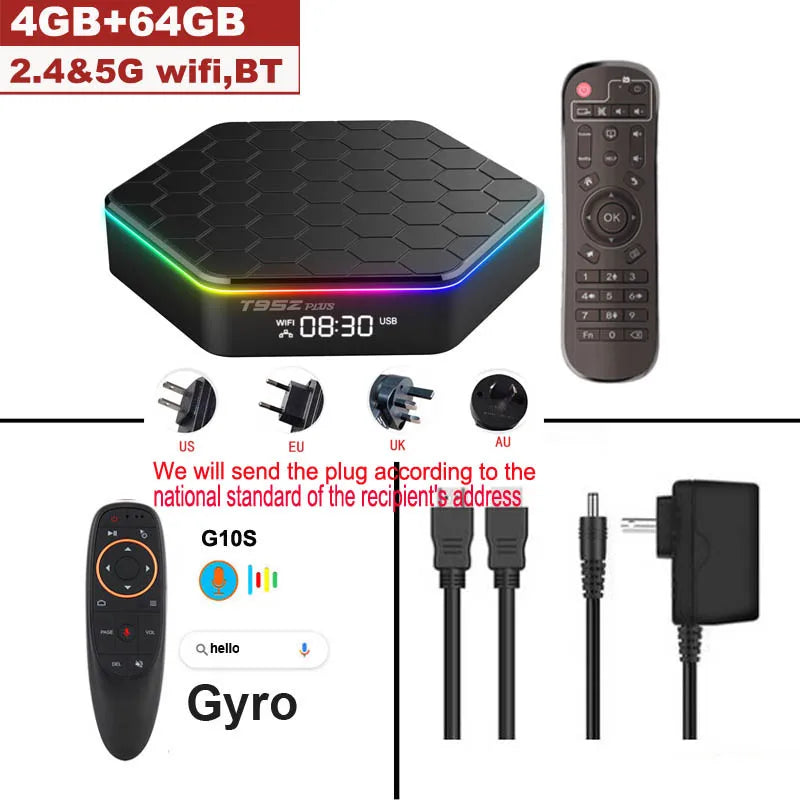 D T95Z PLUS Android 12 TV Box Allwinner H618 8K 2.4G 5G Wifi6 4GB 64B 32GB 2GB16GB  BT5.0 H.265 Global Media Player