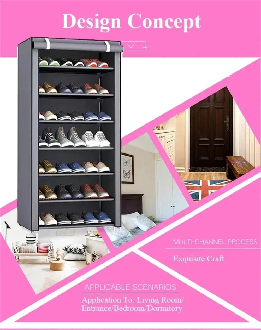 Multilayer Shoe Rack Organizer Nonwoven Fabric Hallway Entryway Stand Holder Space Saving Cabinet Home Furniture Dustproof Shelf